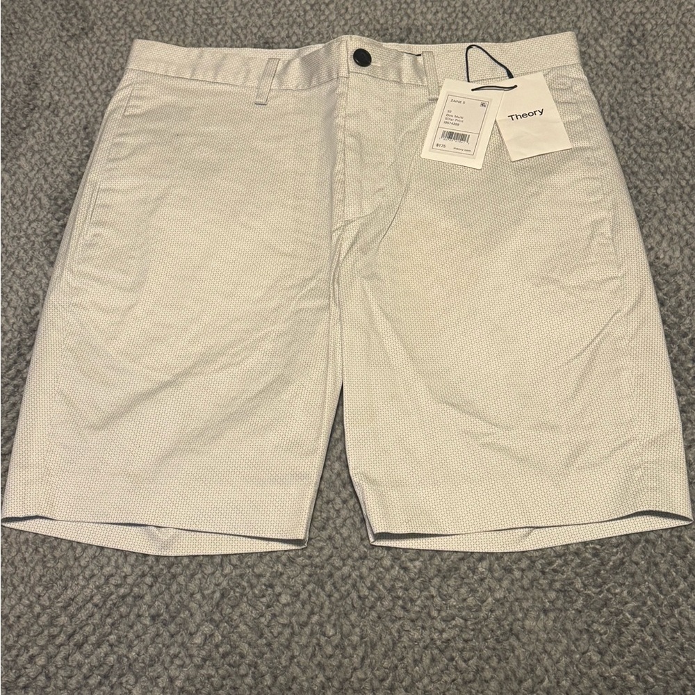 Theory Men's Light Gray Flat Front Shorts